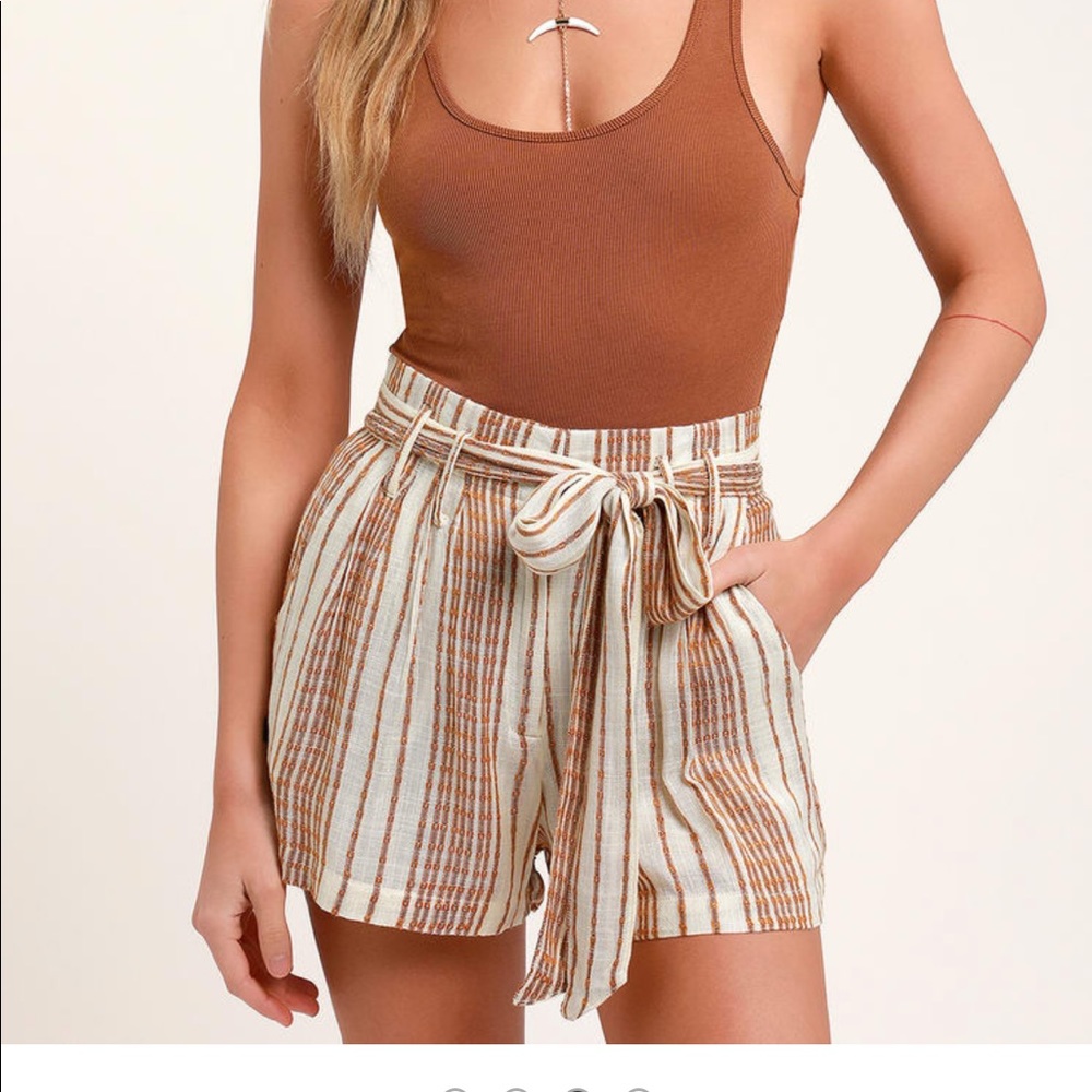 High waisted paper bag shorts